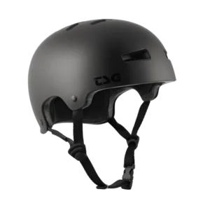 Casque TSG Evolution Solid Color Satin Dark Noir face droite trottinette freestyle skate et bmx