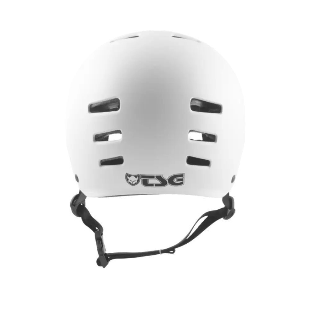casque TSG Evolution Youth Solid Color Satin Blanc arriere trottinette freestyle skate et bmx