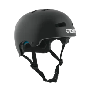 Casque TSG Evolution Youth Solid Color Satin Noir face droite trottinette freestyle skate et bmx