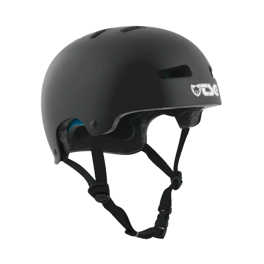 Casque TSG Evolution Youth Solid Color Satin Noir face droite trottinette freestyle skate et bmx