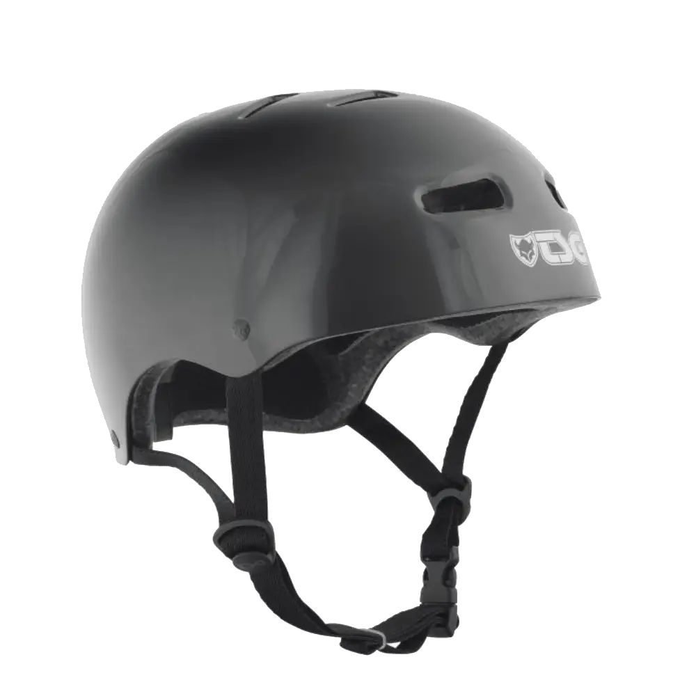 Casque TSG Injected Color noir face droite trottinette freestyle skate et bmx